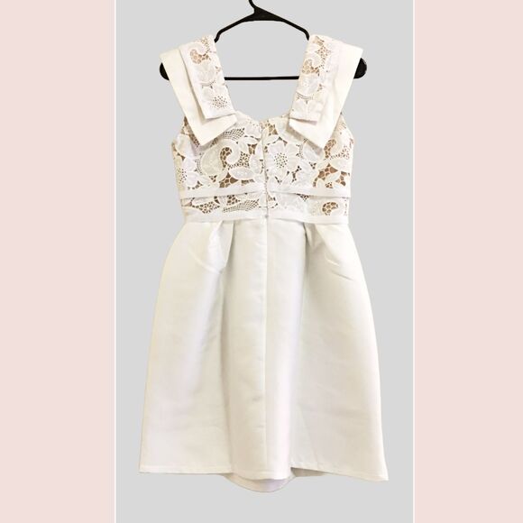 WHITE COCKTAIL & PARTY DRESS | NWT Lace mini dress Sz M - Picture 2 of 6